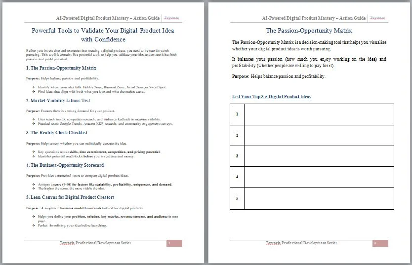 How To Create And Sell Digital Products Opportunity Matrix