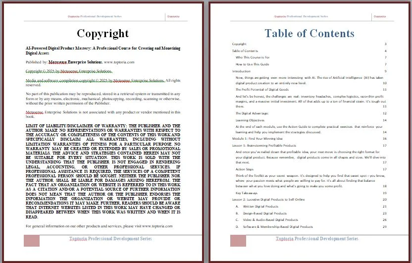 How To Create And Sell Digital Products Table of Contents
