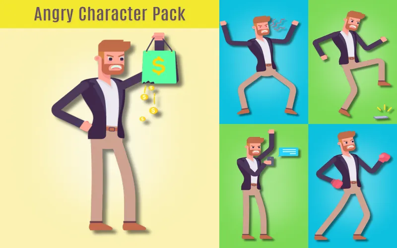 Angry emotion vector pack preview image