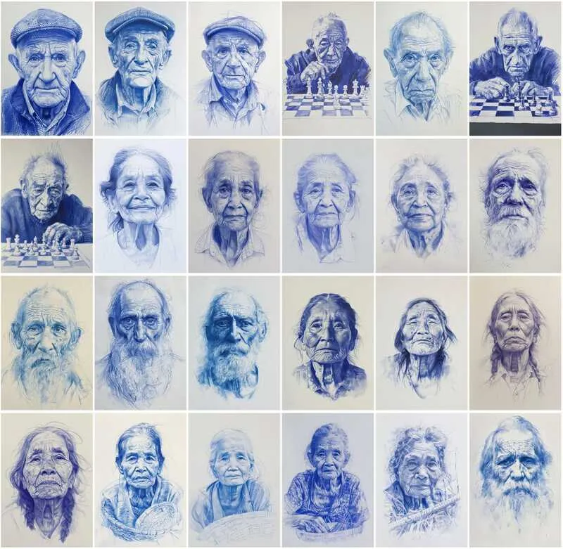 Blue sketches of people from Australian ethnicity