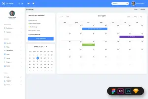 Calendar included in the admin dashboard UI Kit