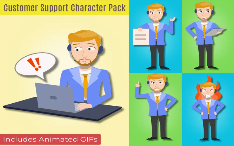 Customer support emotions vector pack preview image