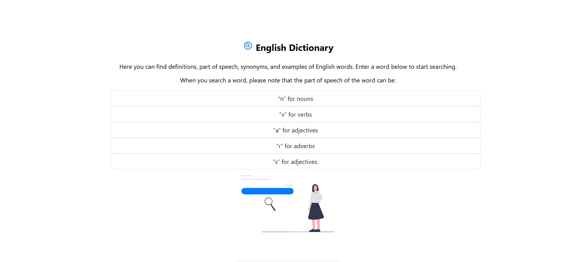 English Dictionary in Mr.Webtool text analysis tool