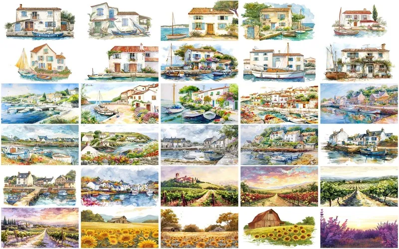 Collage of French Village background preview image