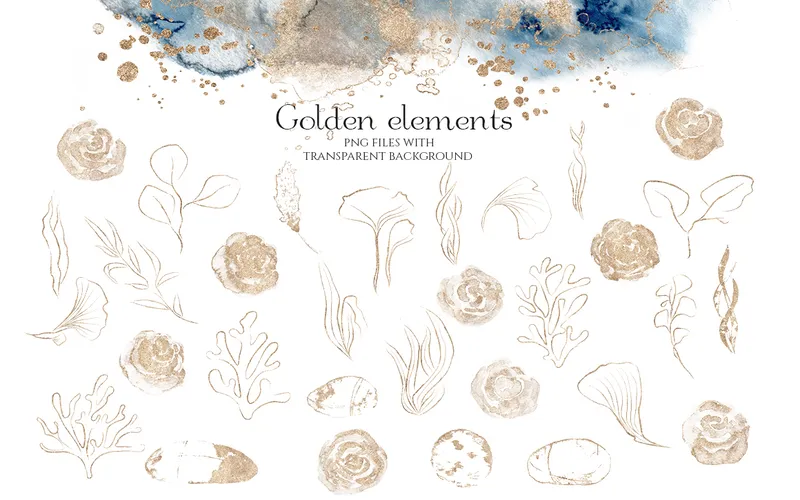 Golden elements illustrations preview image