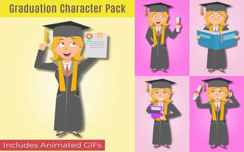 Graduation emotion vector pack preview image