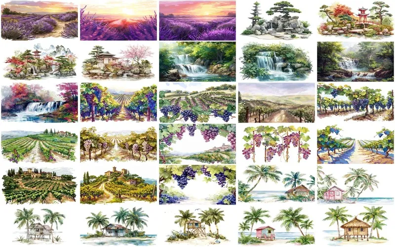 Collage of Italian Vineyard Serene background preview image