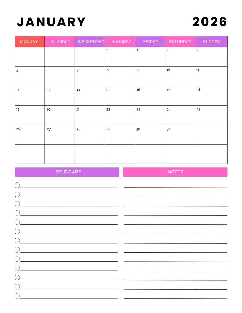 January Planner Canva Template