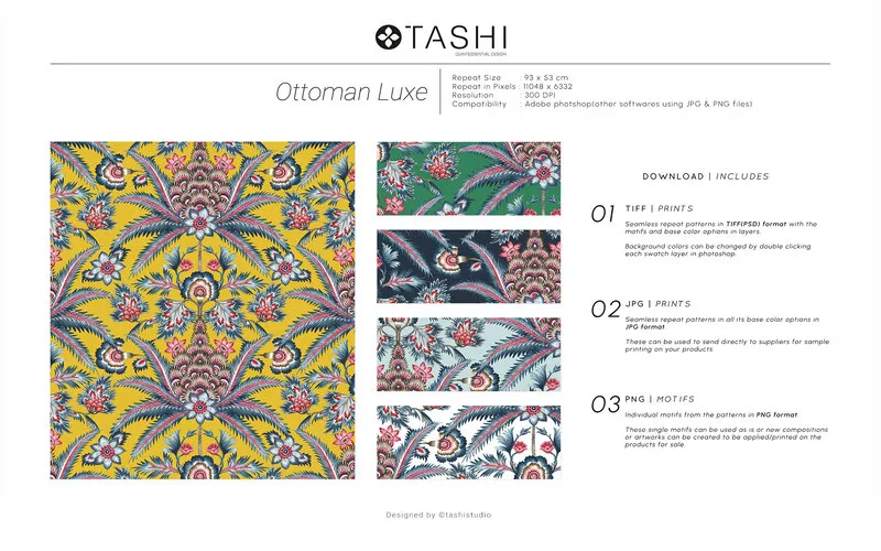 Preview of luxury floral backgrounds and elements included in the bundle