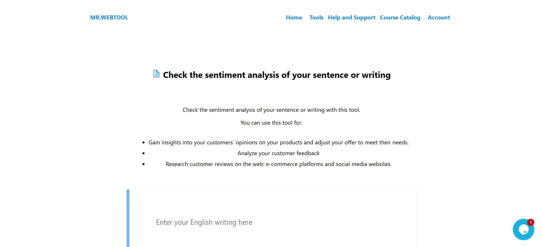 Sentiment analysis in Mr.Webtool text analysis tool