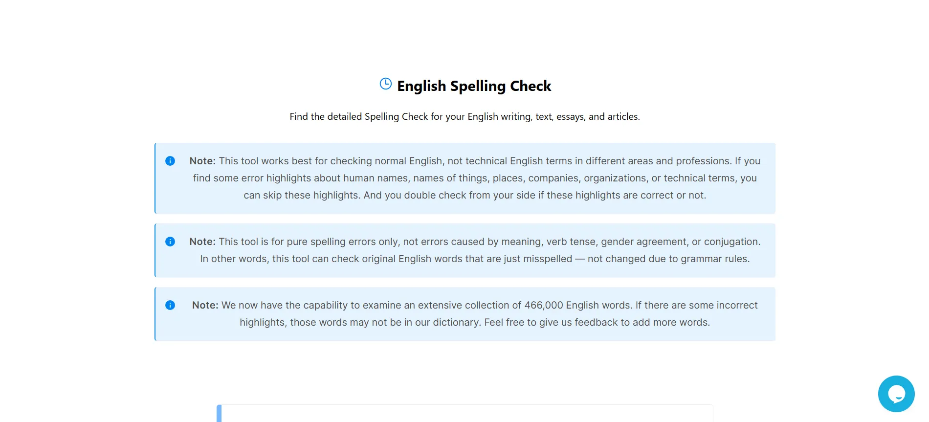 Spell checker in Mr.Webtool text analysis tool
