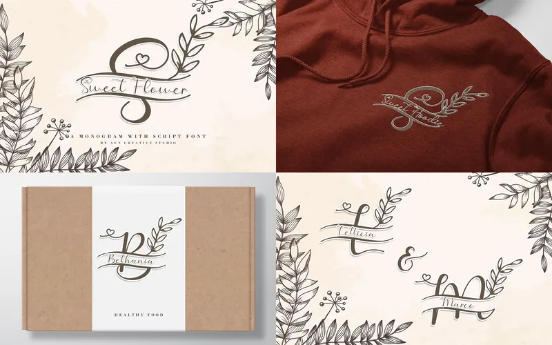 Sweet Flower Monogram Seasonal Font