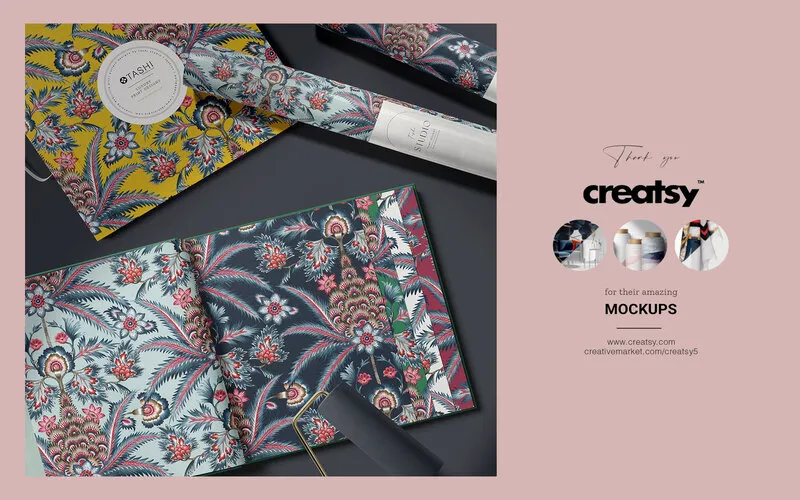 preview of floral elements and backgrounds included in the bundle