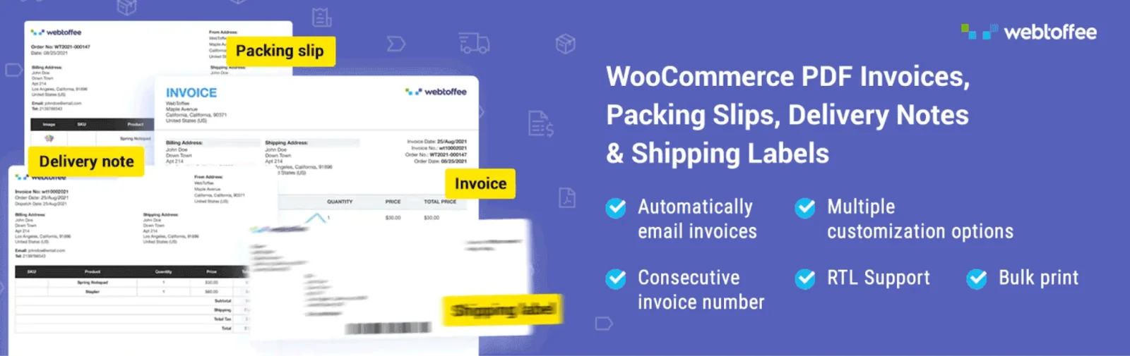PDF Invoices and Packing Slips