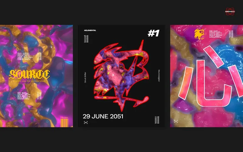 Biomorphic Elements Posters Mockup