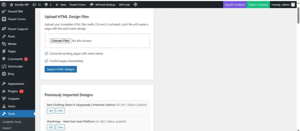 Bulk Html single code file importer Module