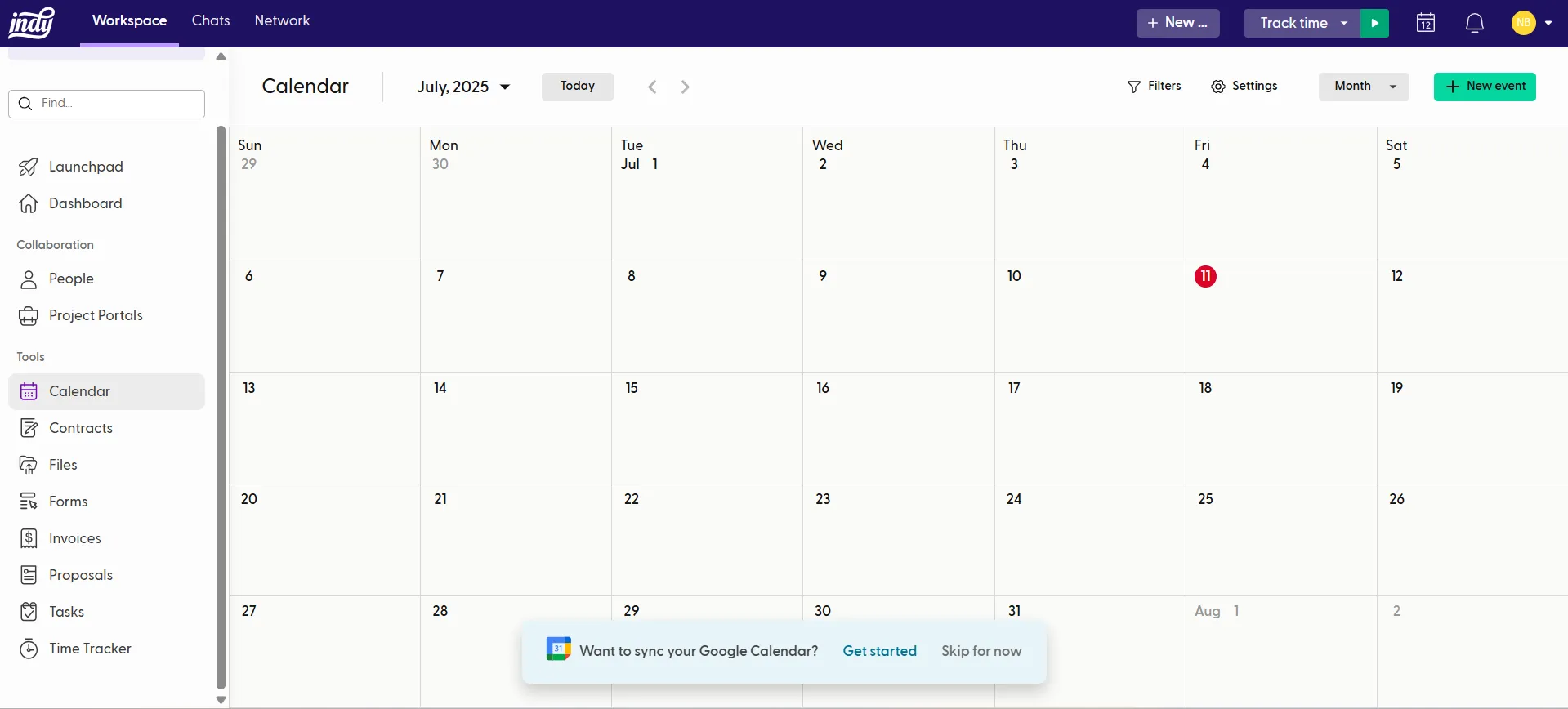 Preview of Calendar in Indy