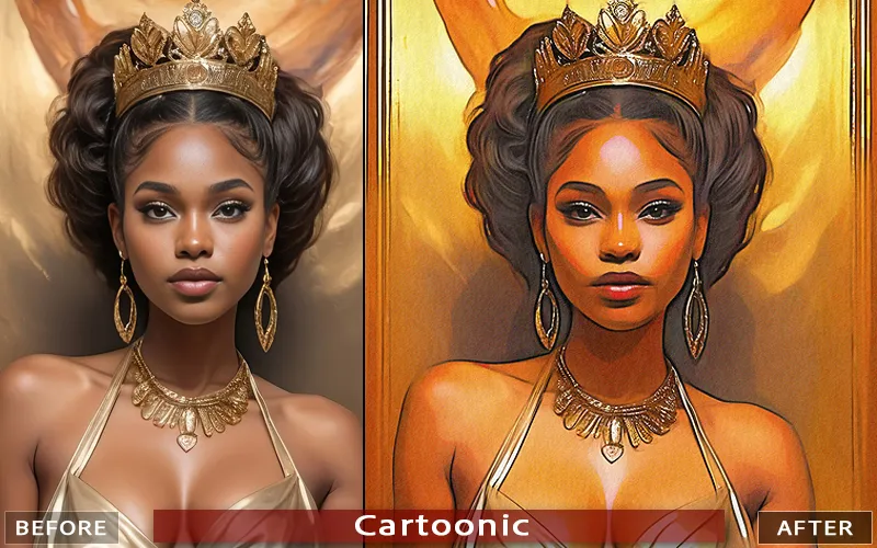 Cartoonic effect applied to an image of a queen