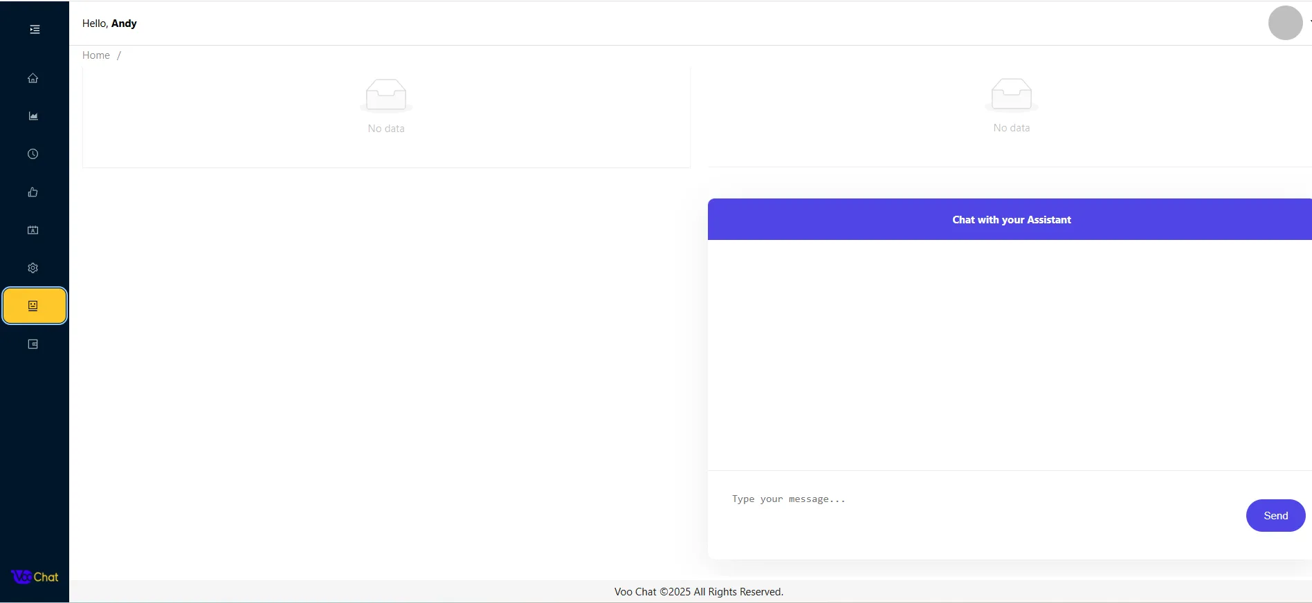 Preview of Chat with AI Assistant feature in VooChat Live Chat Platform