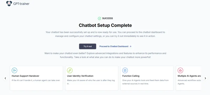 Chatbot setup completion preview image