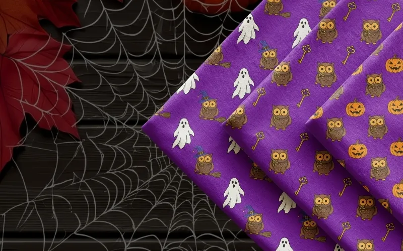 Preview of the cute Halloween owl patterns included in the bundle.