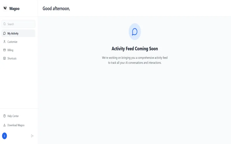 Dasboard of wagoo.ai ai desktop assistant preview image