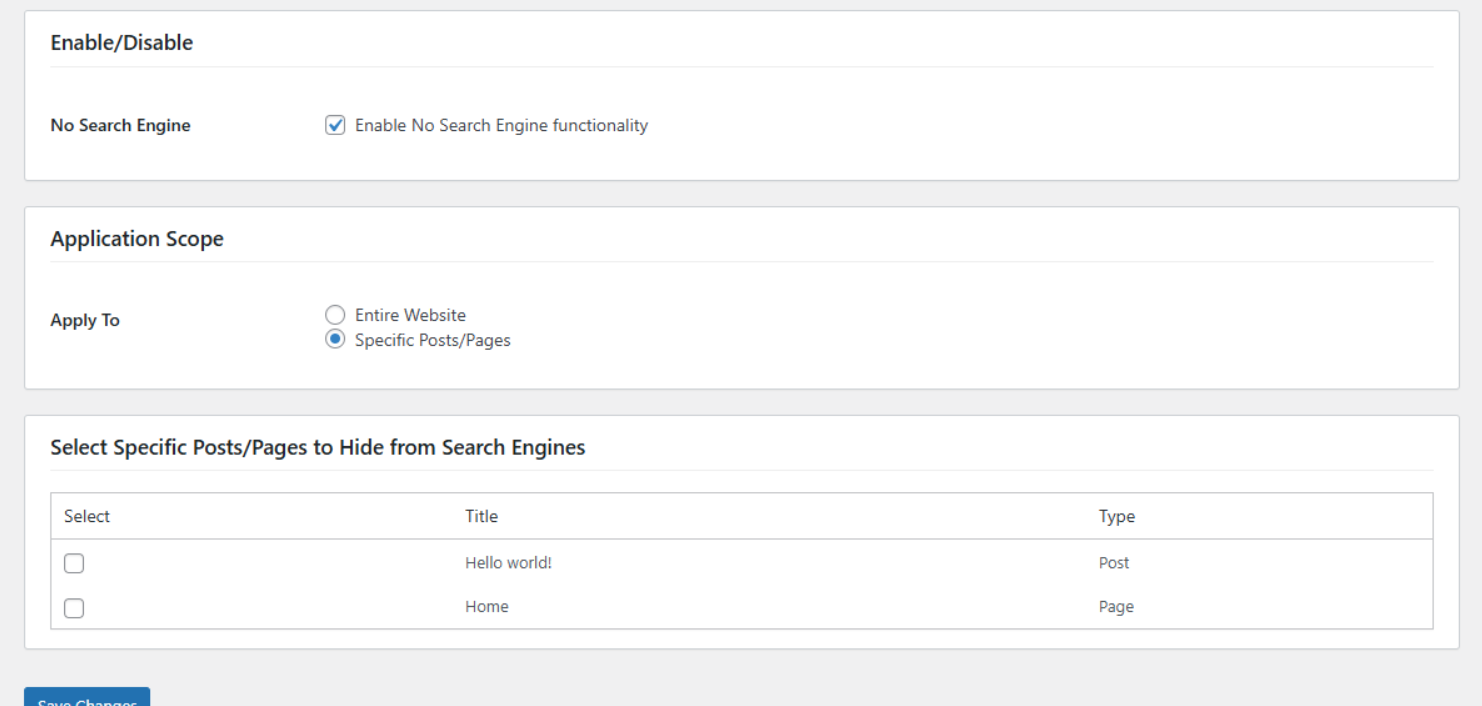 Don't show posts and pages from search engines preview WordPress Website Plugin preview image