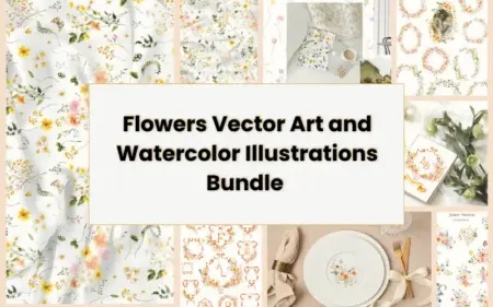 Flowers Vector Art and Watercolor Illustrations Bundle Feature Image