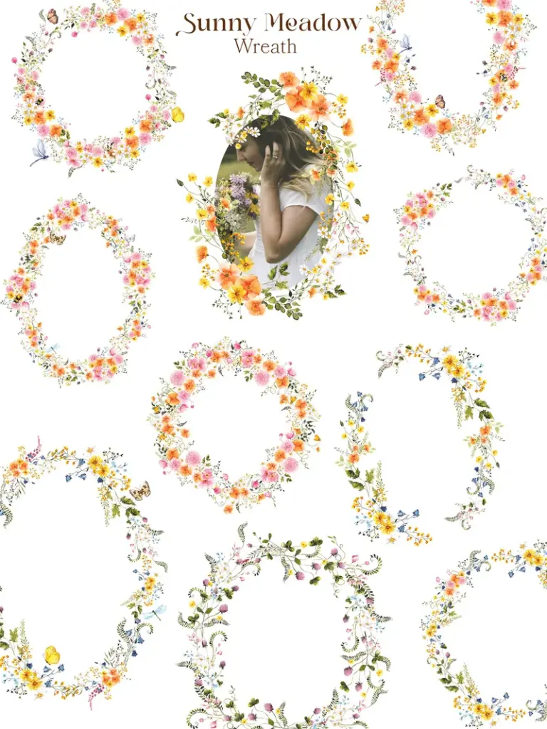 Flowers vector art wreath preview image