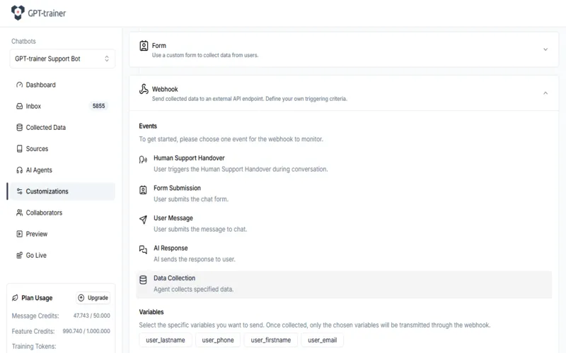 GPT-trainer customizations ai agent builderpreview image