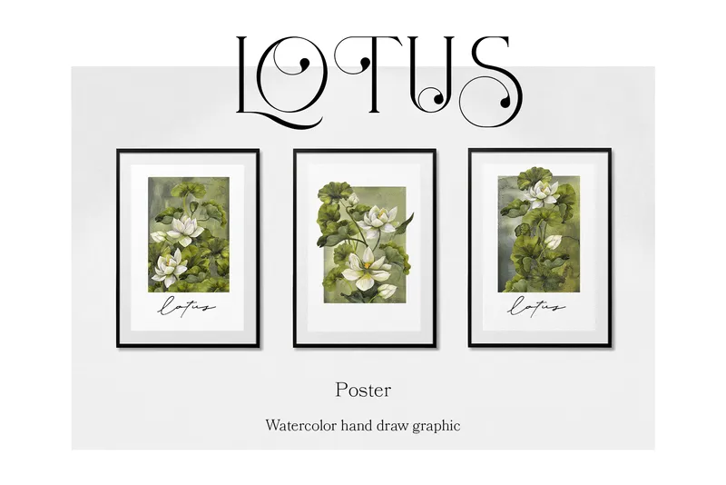 Preview of green lotus images used on wall frames