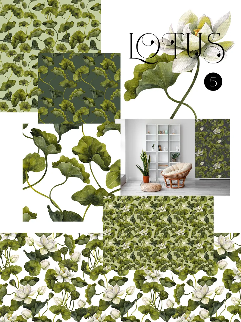 Preview of green lotus pattern images
