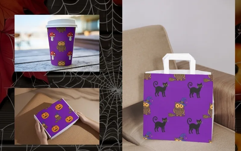 Preview of the cute Halloween owl clipart included in the bundle used to design product designs.