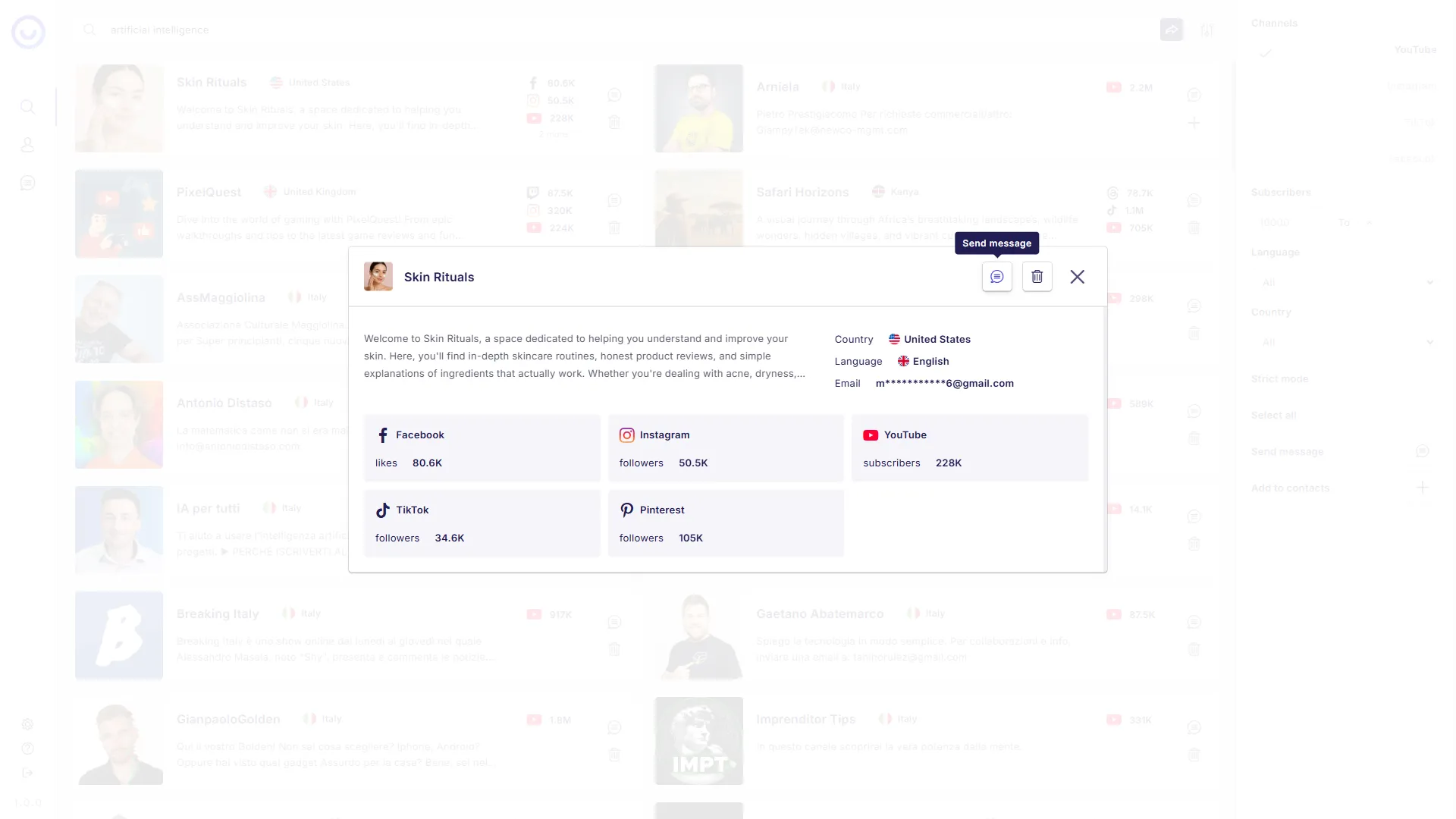 Preview of Influencer Profile in Influeencer – Influencer Discovery Platform!
