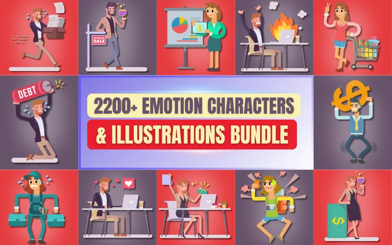 Emotion Characters and Illustrations Bundle Feature Image