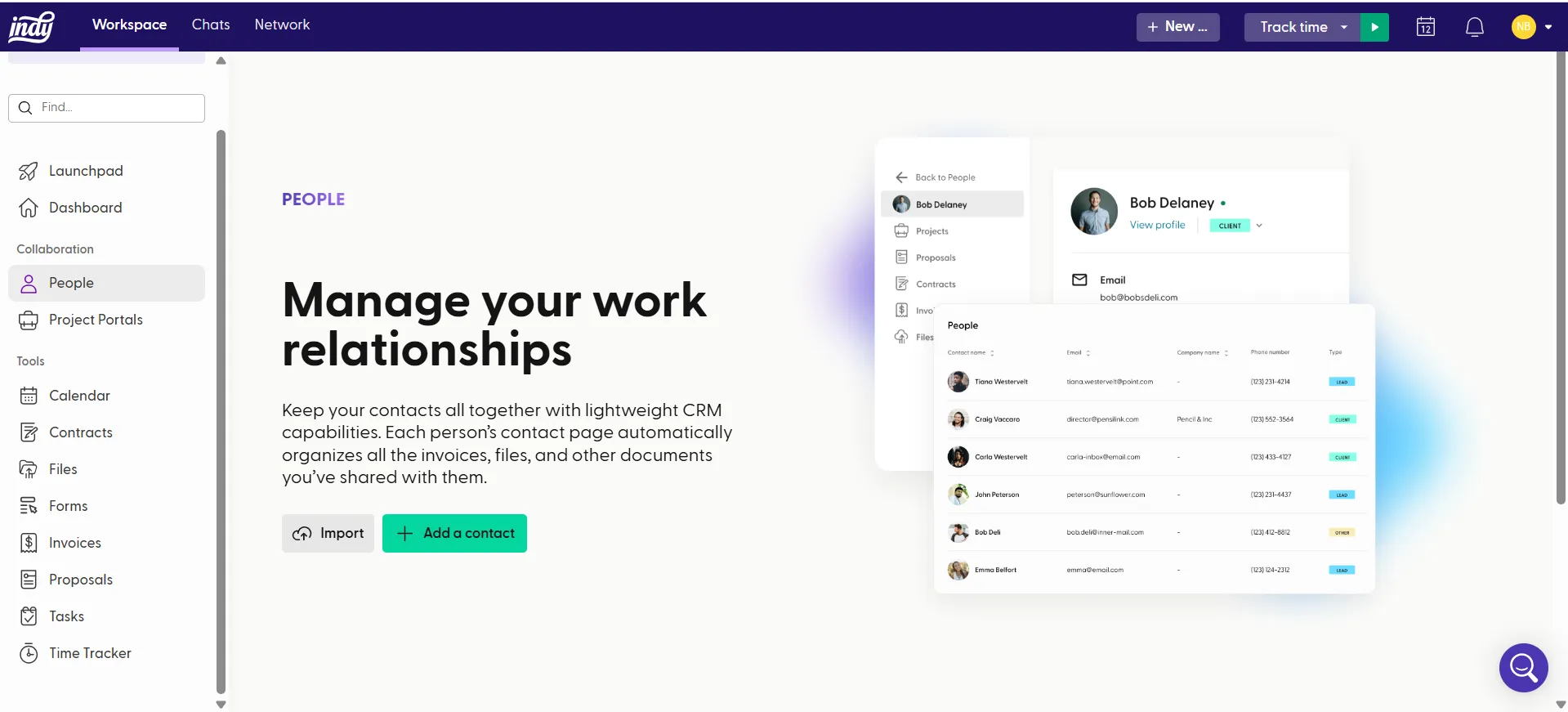 Preview of People added in Indy Business Management Platform