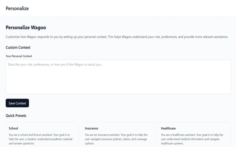 Personalise Wagoo ai ai desktop assistant preview image
