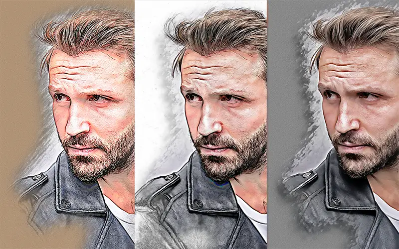 Preview of portrait effects applied to an image of a man
