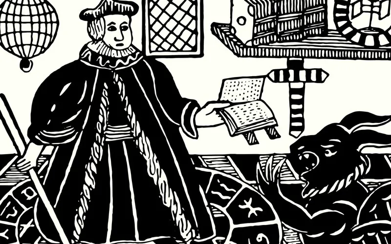 Priest with cross and Wizard Illustration preview image