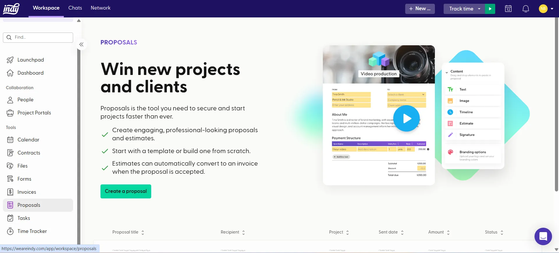 Preview of proposal sending feature of Indy Business Management Platform