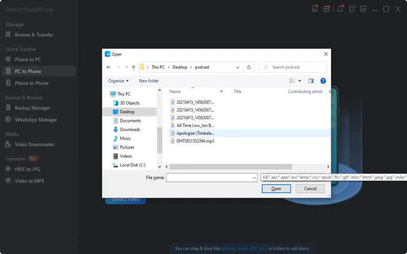 Select the files MDM software preview image