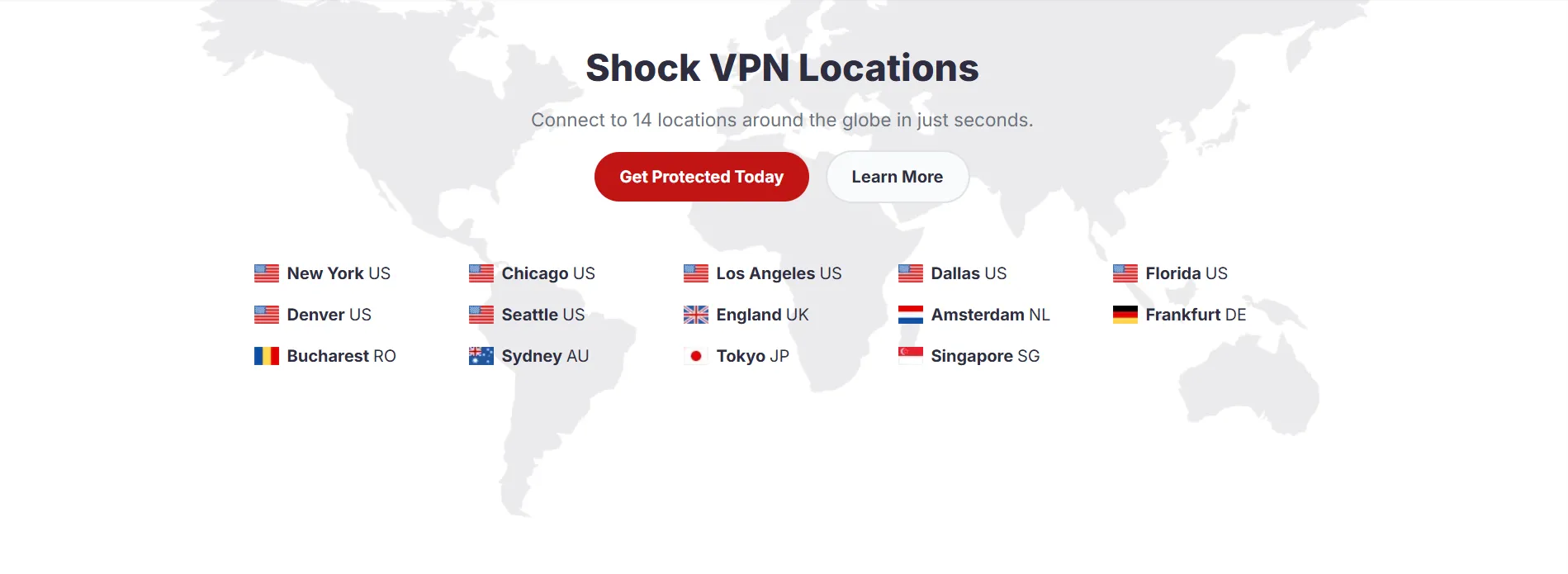 Locations where Shock VPN for privacy can be used in.