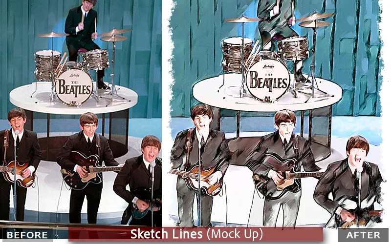 Mockups of sketch line PS effect