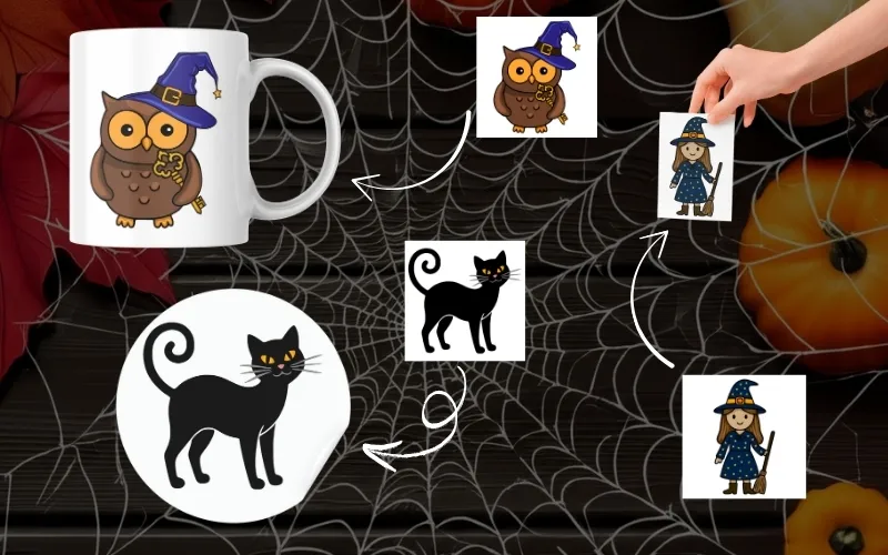 Preview of the spooky Halloween vectors included in the bundle.