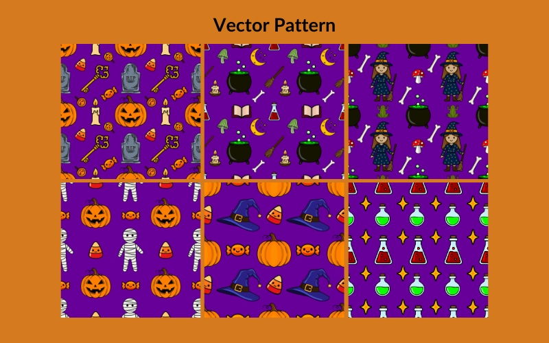 Preview of the Halloween patterns included in the bundle