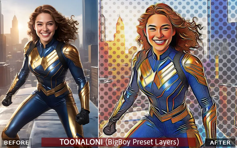 Toonaloni brush effect applied to an image of a Supergirl