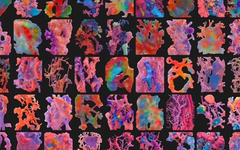 Transparent BG Biomorphic Elements collage