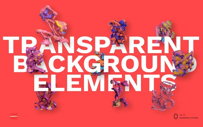 Biomorphic background with transparent background elements text