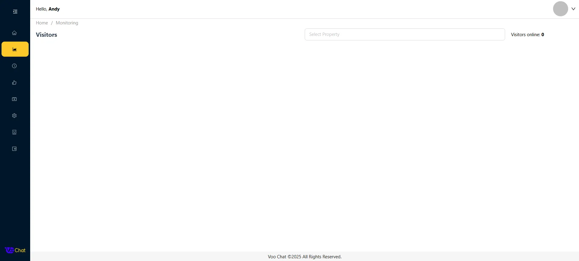 Preview of Visitor Monitoring page in VooChat Live Chat Platform