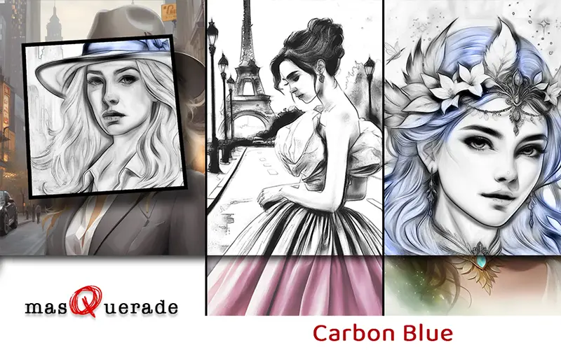 Carbon Blue Photoshop Filter Applied On A Collage Of Images